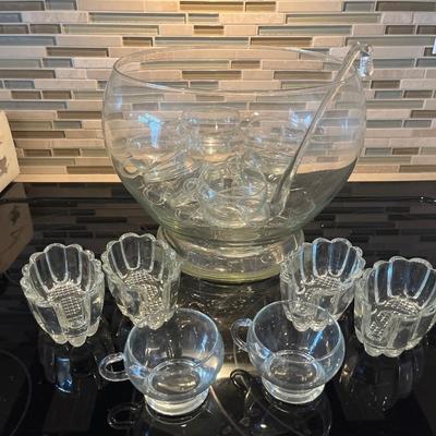 Punchbowl service for 12 & silverware servers
