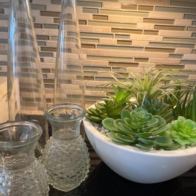 Decor with plastic succulents