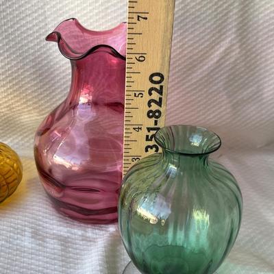 Lot 66 Art Glass vases Baccarat & Wale oil lamp