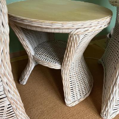 Wicker loveseat, table & chair