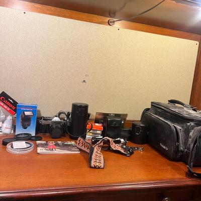 Canon AE1 35MM Camera with Extra Lenses & Accessories (BC-MG)