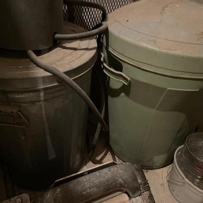 Garbage cans and wire