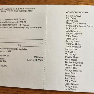 Invitation to a "Tribute to the Comedians"
