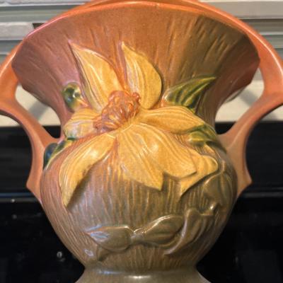 Roseville Clematis double handle vase