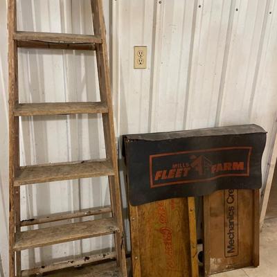2 vintage creepers and ladder