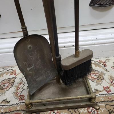 1950's Brass Duck Fireplace Tools