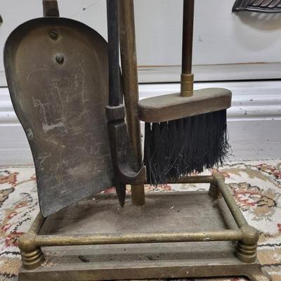 1950's Brass Duck Fireplace Tools