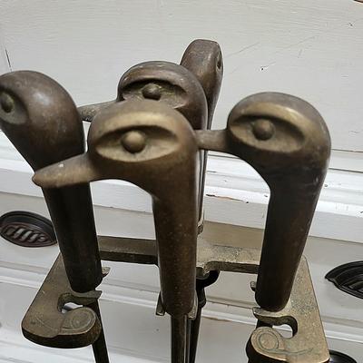 1950's Brass Duck Fireplace Tools
