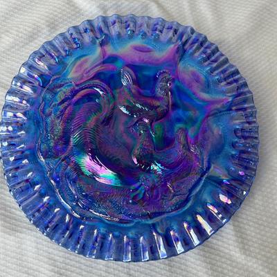 Lot 77 Imperial Rooster Plate Electric Blue Carnival