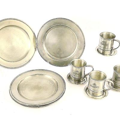 739 Lot Vintage Pewter Dinnerware Set