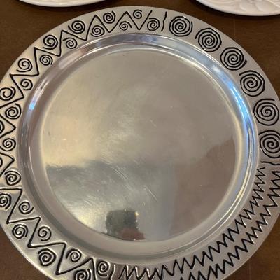 Wilton “Reggae” 12 1/2” platter, gravy boats, martini picks. Etc