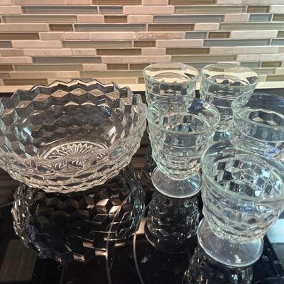 Fostoria bowl & 5 glasses