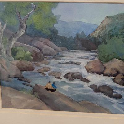 Rocky Broad River & Hickory Nut Gorge Painting By Gloria Elasky Approx 15 3/4" x 12 3/4"