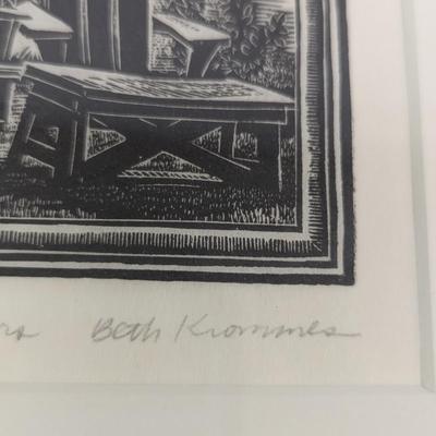 Signed & Numbered "Adirondack Chairs" By Beth Krommes Art Approx 13 12/" x 14 1/4"