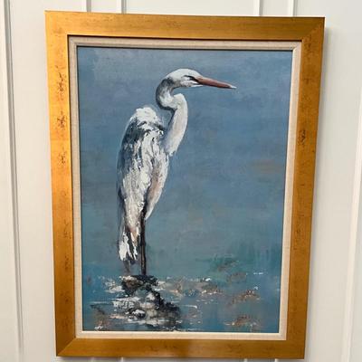 019 Large Egret Art on Canvas Signed Georgie
