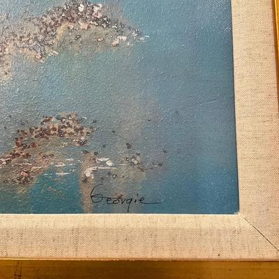 019 Large Egret Art on Canvas Signed Georgie
