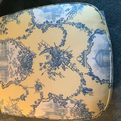 021 Custom Upholstered Yellow and Blue Chaise Lounge