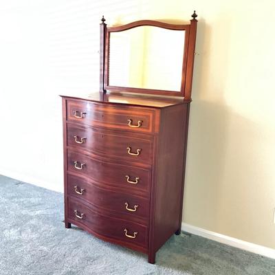 022 Vintage Mahogany Dresser with Mirror