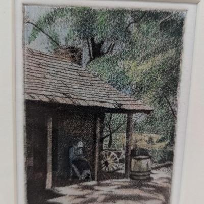 Mary Margaret Sweeney Framed Etching Signed & Numbered Approx 10 1/4" x 9 1/4"