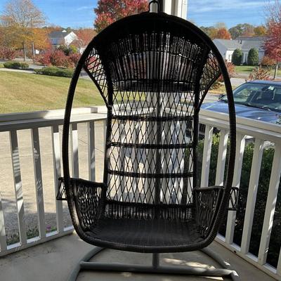 028 Resin Wicker Hanging Egg Chair with Stand