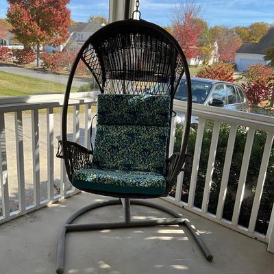 028 Resin Wicker Hanging Egg Chair with Stand
