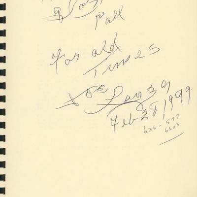 Joe Lanza signed photpo