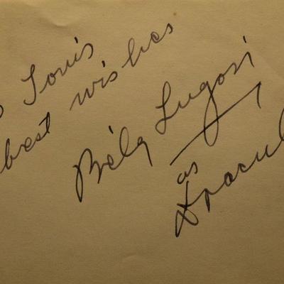 Bella Lugosi Count Dracula signature slip 