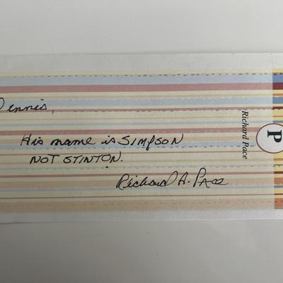JFK Assassination Richard A. Pace signed note on personal stationary  