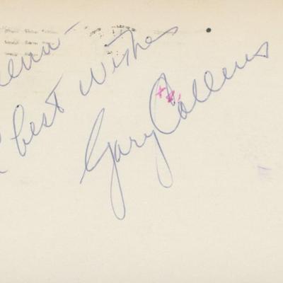 Gary Collins signed note