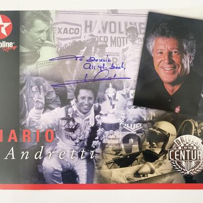 Mario Andretti signed postcard