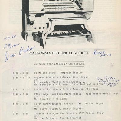 Don Parker and Gene Davis signed program