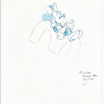 Disney Minnie Mouse original hand drawn art for Parker Bros. Hasbro Crazy 8's card game