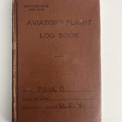 Odie Pool signed aviators flight log book 