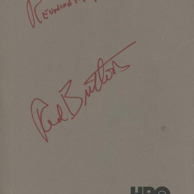 Red Buttons signed "Reunion at Fairborough" script 