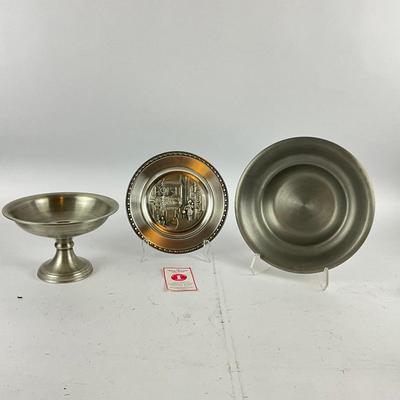 765 Svenst Tenn Bowl, Pedestal & Plate