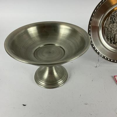 765 Svenst Tenn Bowl, Pedestal & Plate