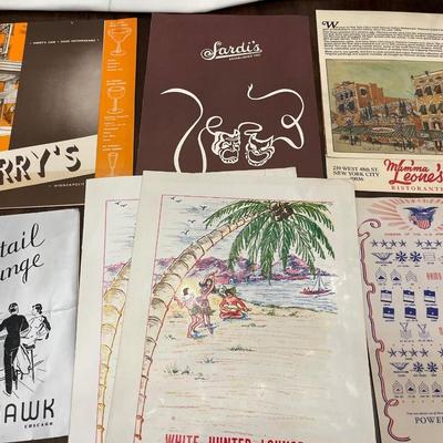 Vintage menus (Sardi’s NY, Harry’s, more)