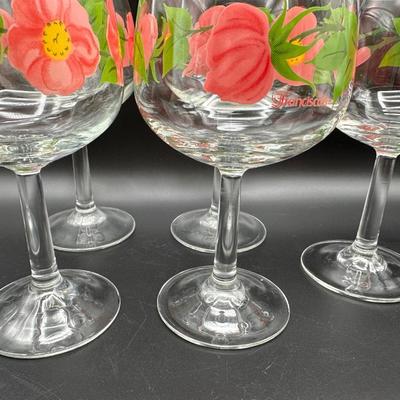 FRANCISCAN “Desert Rose” Goblets & Glass Pitcher