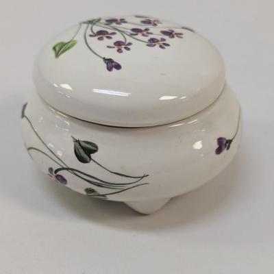 Marie's Hand Painted Under Glazed Trinket Dish With Lid