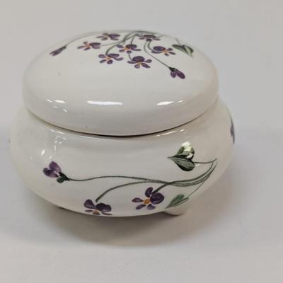 Marie's Hand Painted Under Glazed Trinket Dish With Lid