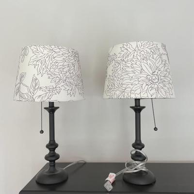 Set of 2 Table Lamps with Cream Floral Shades