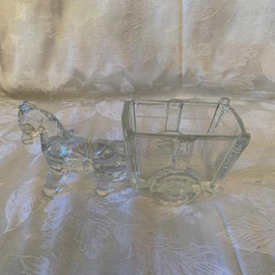 Vintage Horse and carriage planter/container