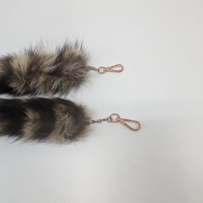 Raccoon Tail Fur Key Ring Set