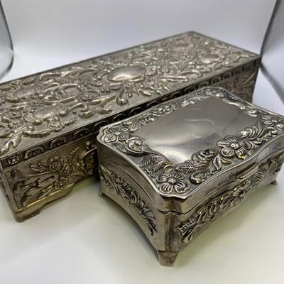 Two Ornate Silver Jewelry Boxes (ST-HS)