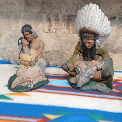 Two Native American ceramic art statues