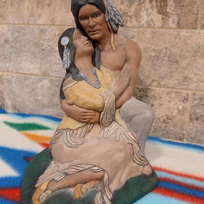 Two Native American ceramic art statues