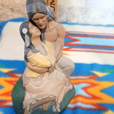 Two Native American ceramic art statues