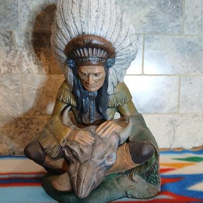Two Native American ceramic art statues