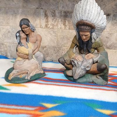Two Native American ceramic art statues