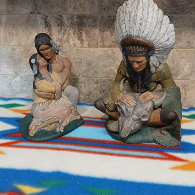 Two Native American ceramic art statues